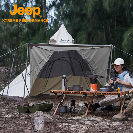 Jeep户外精致露营防晒帐篷便携式折叠六边形金字塔防雨印第安帐P213079087 商品图2