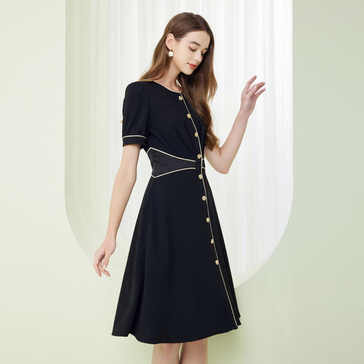 NF866斯尔丽合体收腰撞色大下摆连衣裙 商品图2