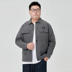 【一口价】【新款DJ】大依优型衬衫翻领外套暗纹提花夹克男宽松加肥加大码男士上衣胖子肥佬休闲Y