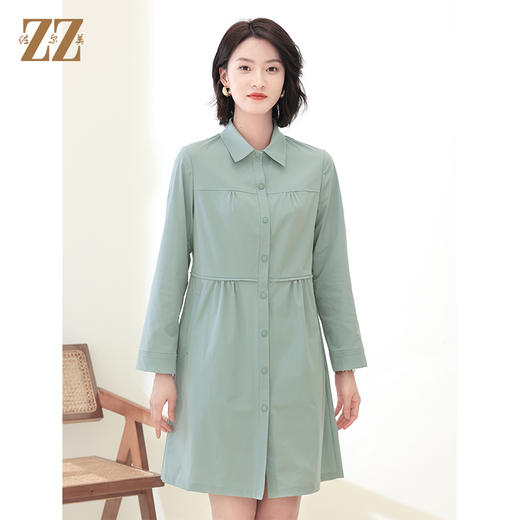 佐尔美秋季新款 气质时尚通勤衬衣领长风衣女E33FC11 商品图0