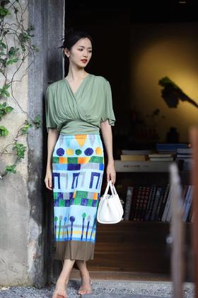 Avann油画设计感褶皱裙