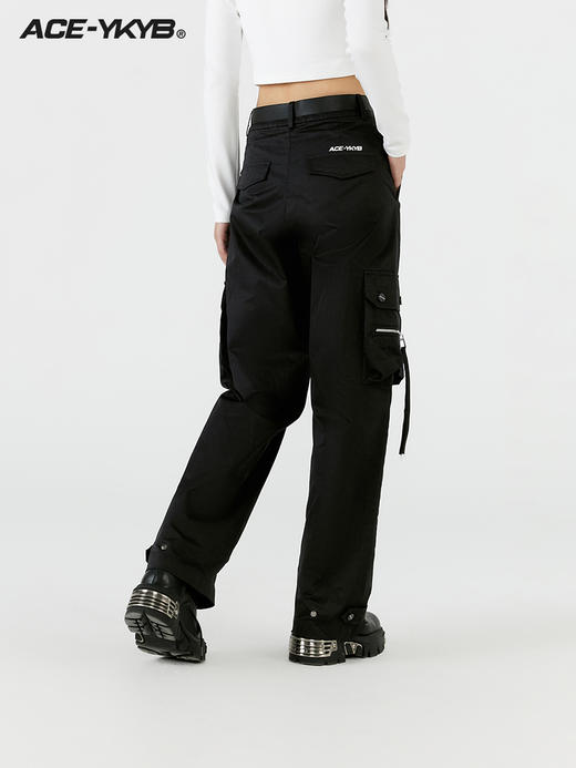 YKYB 秋季直筒工装裤潮流个性多口袋长裤黑色痞帅机能宽松休闲裤 商品图3