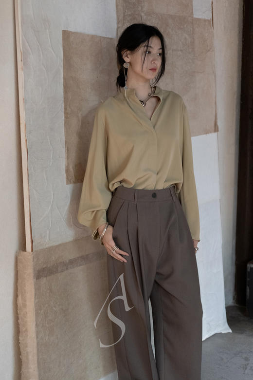 Studio Nicholson 23AW 芦苇绿ACUNA双褶阔腿裤 商品图4