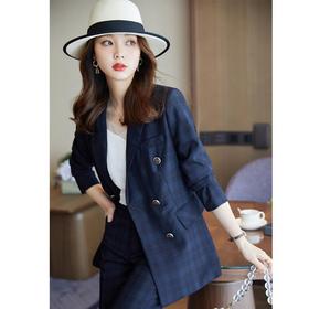 西服套装女2023秋季新款高端大气时尚炸街暗格英伦范西装裤两件套