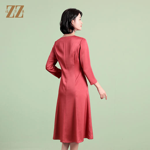 佐尔美秋季新款 优雅气质V领蕾丝连衣裙女E23LL31 商品图4