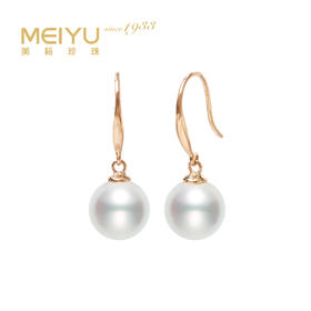 美裕 金18K海水珍珠耳钩 8-8.5mm白 106650