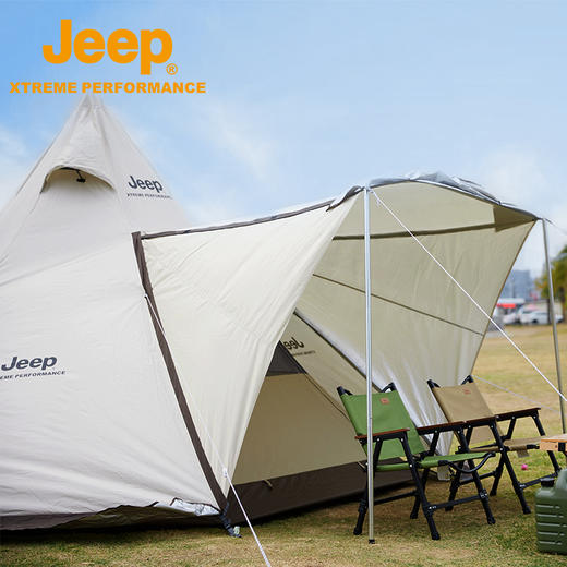Jeep户外精致露营防晒帐篷便携式折叠六边形金字塔防雨印第安帐P213079087 商品图1