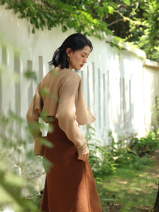 HeyDress法式羊毛针织连衣裙女秋季修身显瘦开衫U领显瘦A字裙子 商品图0