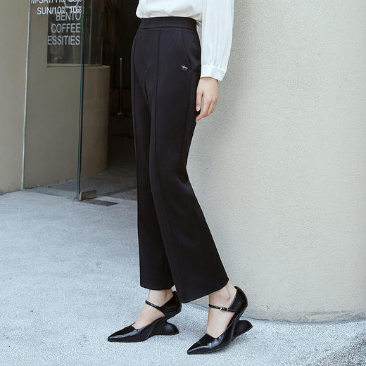 玳莎刺绣微喇九分裤黑色女秋季新款通勤显瘦休闲小个子裤子  DC36305 商品图2