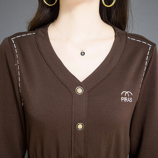 QYM X3801-Y连衣裙妈妈装时尚气质长袖裙 商品图3