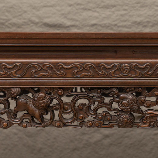 清 红木透雕狮纹大画桌 商品图3