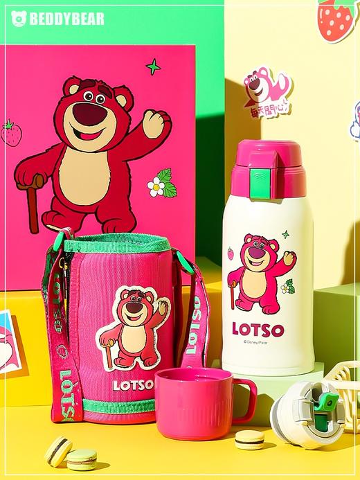 杯具熊复古儿童不锈钢保温杯草莓熊迪士尼吸管杯双盖水杯600ML RT103-600 商品图1