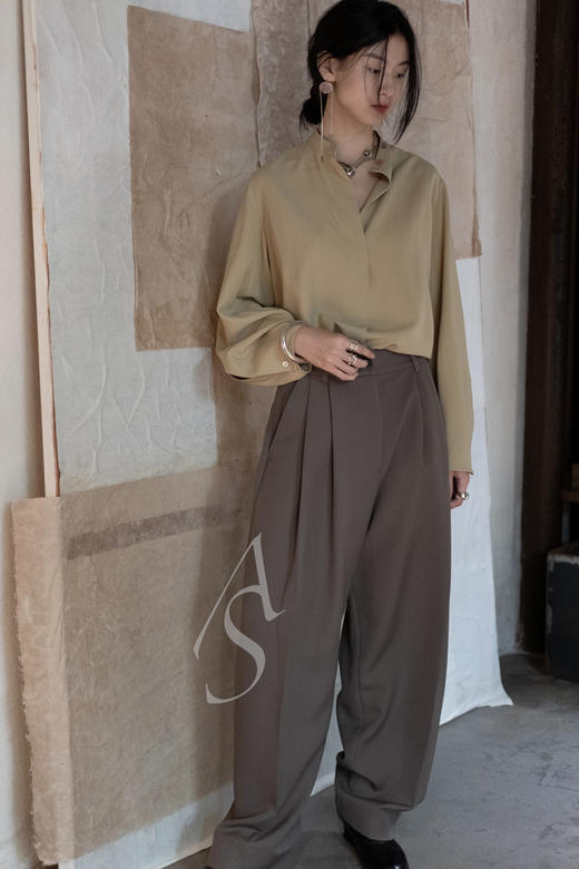 Studio Nicholson 23AW 芦苇绿ACUNA双褶阔腿裤 商品图5