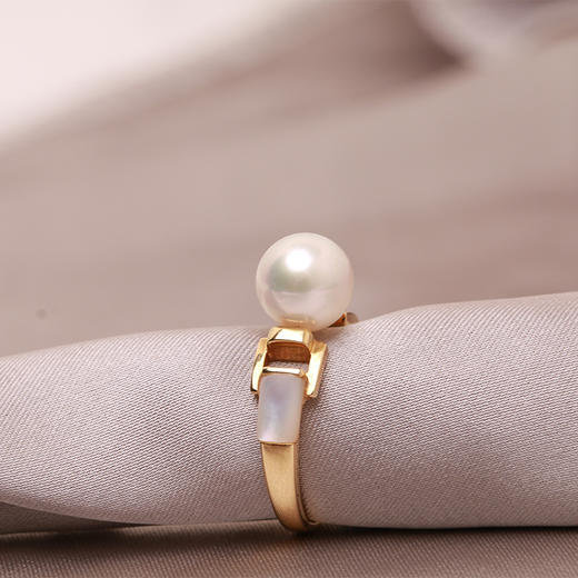 美裕 金18K海水珍珠戒指 8-8.5mm白 95381 商品图5