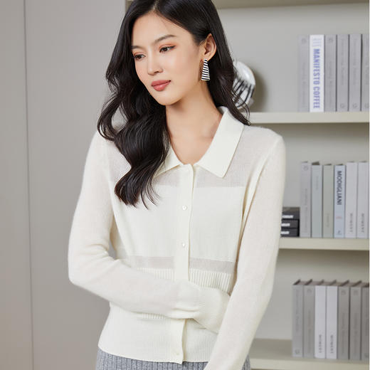 东黎 •山羊绒女士春秋松密度长袖开衫 3314 商品图0