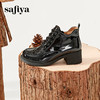 Safiya/索菲娅2023冬季新品 复古英伦风圆头漆皮系带粗跟厚底短靴（绒里）） SF34116005/SF34118005 商品缩略图2