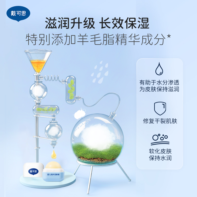 【戴可思倍护润唇膏】方形贴合宝宝唇形  长效滋润保湿 不易滚动