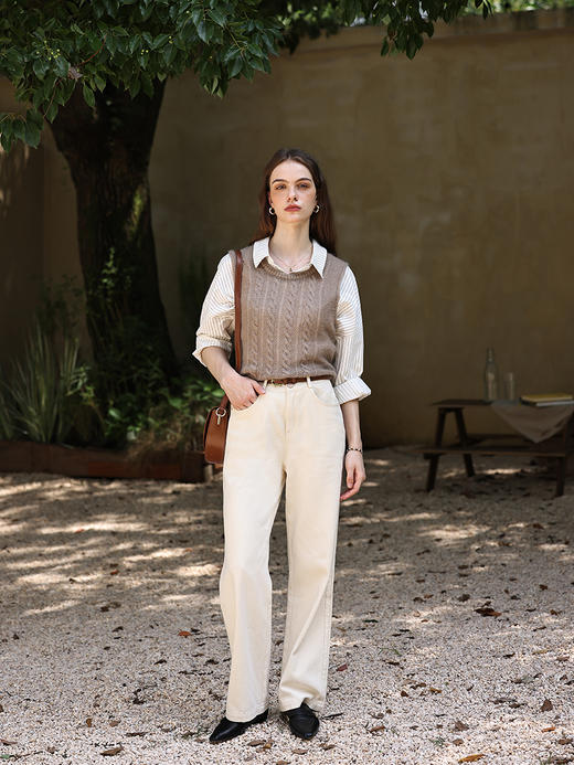 HeyDress法式直筒牛仔裤女秋季高腰宽松阔腿裤白色百搭显瘦裤子 商品图3