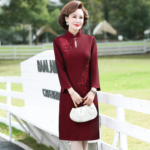 FW 9212妈妈旗袍领连衣裙气质时尚 商品图3