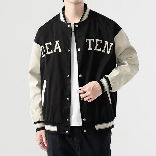 【特大码】【新款DSY】大依优型大码棒球服领印花夹克加肥加大休闲胖子宽松外套上衣男装 商品图0