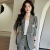复古格纹小西服+长裤两件套2023御姐炸街独特套装女休闲通勤漂亮 商品缩略图2