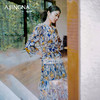 【商场同款】阿菁娜V领七分袖时尚印花连衣裙A28Q112005 商品缩略图0