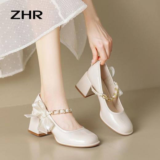 ZHR蝴蝶结玛丽珍小皮鞋百搭夏季鞋子女鞋高跟鞋女不累脚法式单鞋 商品图2