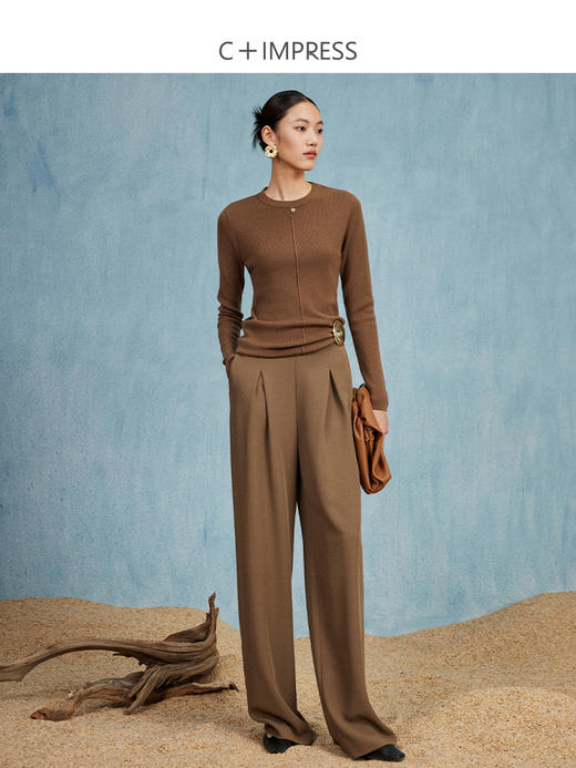 西嘉C+IMPRESS/西嘉知识分子风羊毛衫女金属吊扣秋新款针织打底衫毛衣MY2304017 商品图2