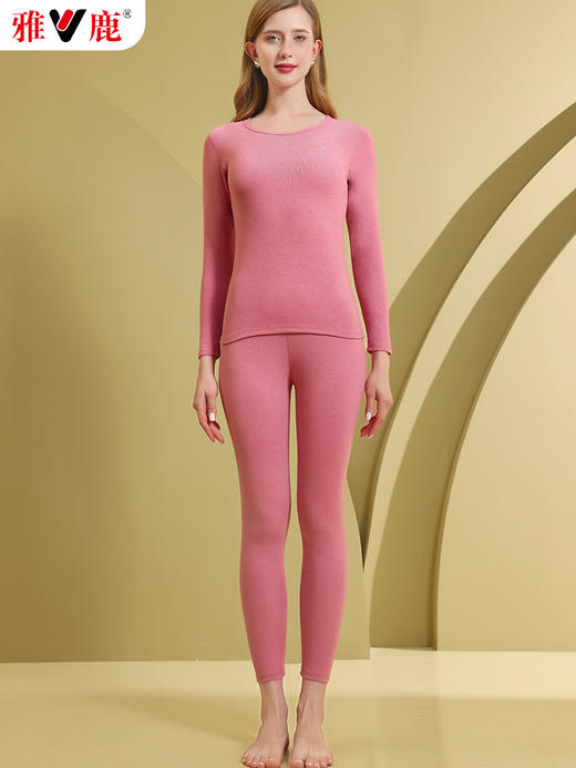 雅鹿女款羊毛蚕丝贴片保暖套装 商品图3