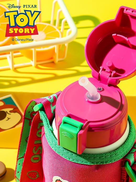 杯具熊复古儿童不锈钢保温杯草莓熊迪士尼吸管杯双盖水杯600ML RT103-600 商品图2