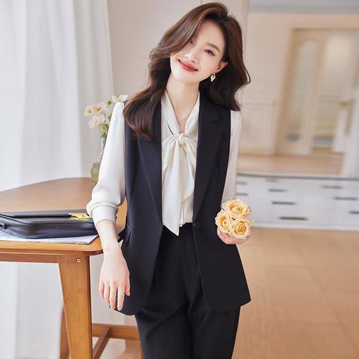 西装马甲女套装秋季2023新款马夹外套背心薄款女士长裤两件套韩版 商品图2