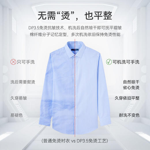 十如仕免烫条纹府绸正装 长袖衬衫301 商品图5