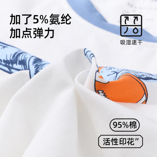 【商场同款】熳洁儿 夏季家居服男童印花棉套装撞色卡通短袖短裤可外穿23203665 商品图2