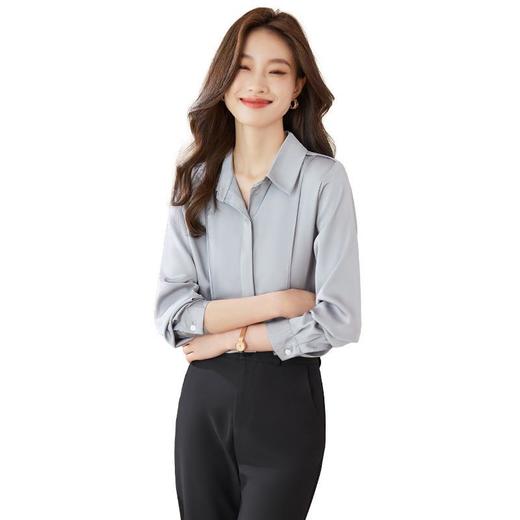 娜璐多气质时尚衬衫女+微叭裤2023早秋新款设计感显瘦仿缎面小衫 商品图4