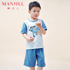 【商场同款】熳洁儿 夏季家居服男童印花棉套装撞色卡通短袖短裤可外穿23203665 商品缩略图0