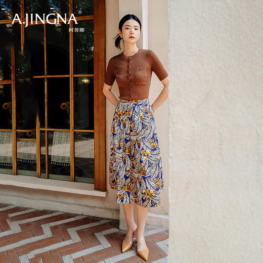 【商场同款】阿菁娜舒适绵羊毛圆领针织开衫A28Q301111 商品图1