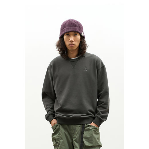 吃茶去chichaqu2023新款秋冬休闲百搭经典基础刺绣套头圆领卫衣 商品图3