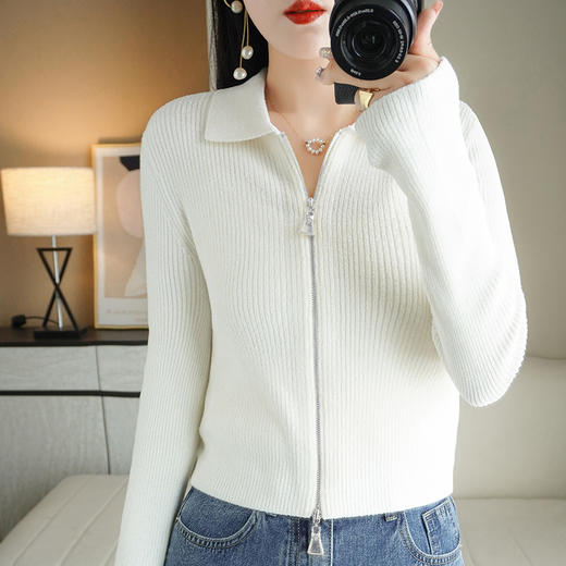 纤束马气质全开拉链立领开衫 J-369 商品图0