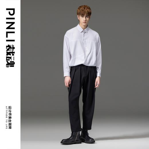 PINLI品立裁魂2023秋季新品宽松长袖衬衫暗黑潮牌休闲衬衣男上衣BC233113023 商品图1
