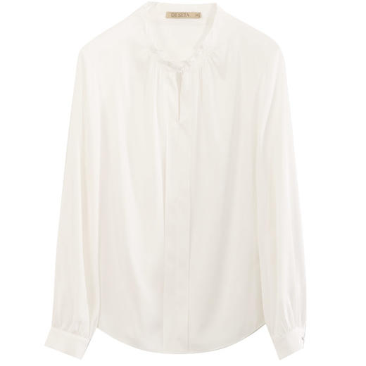 玳莎立领真丝衬衫女2023年秋季新款白色通勤设计感衬衣桑蚕丝上衣 DC31306 商品图4