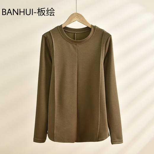 【BANHUI-板绘】韩版设计感圆领长袖T恤女修身显瘦上衣打底春秋季内搭百搭 商品图4