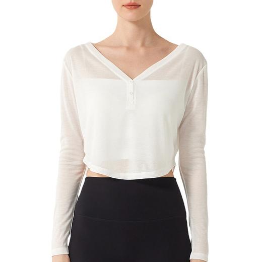 V领瑜伽服长袖短款外搭T恤薄款户外透气宽松健身上衣速干运动罩衫BM 00 MZ78 商品图4