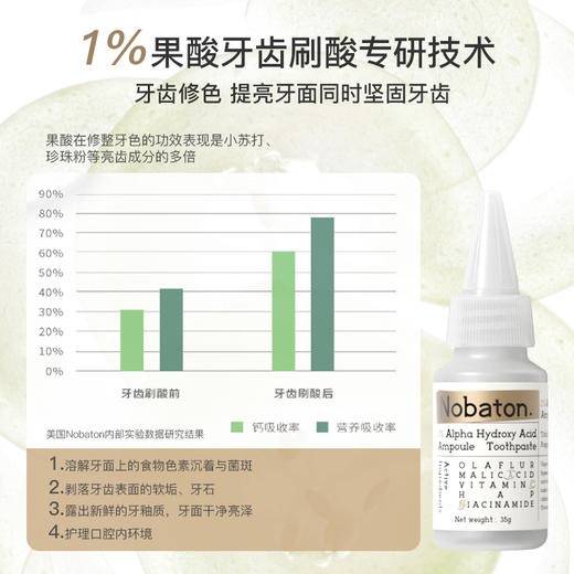 美国Nobaton诺巴顿 安瓶牙膏 1%果酸/2%乳香/5%HAP 护理口腔 保护牙龈 35g*3支/盒【ys】 商品图2