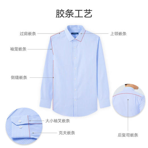 十如仕免烫条纹府绸正装 长袖衬衫301 商品图4