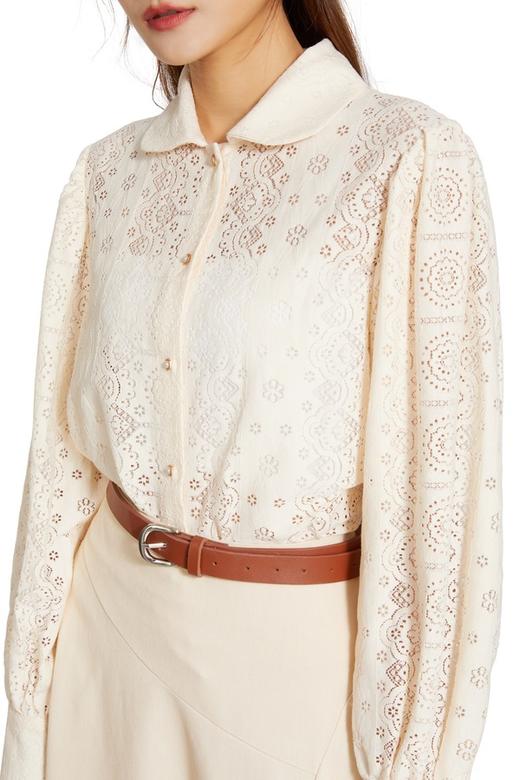 amadella 米杏色蕾丝泡泡袖衬衣 9435 商品图2