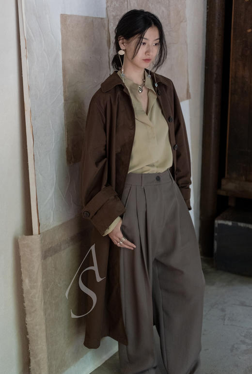 Studio Nicholson 23AW 芦苇绿ACUNA双褶阔腿裤 商品图7