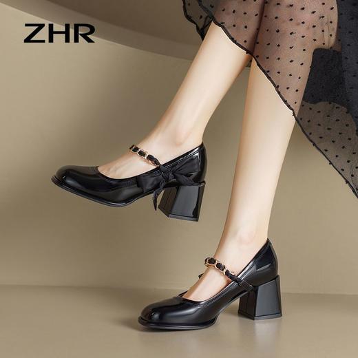 ZHR蝴蝶结玛丽珍小皮鞋百搭夏季鞋子女鞋高跟鞋女不累脚法式单鞋 商品图6