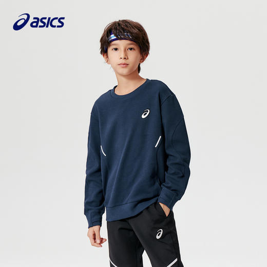 ASICS/亚瑟士童装卫衣2023冬季新款男女儿童保暖加厚加绒套头卫衣 商品图0