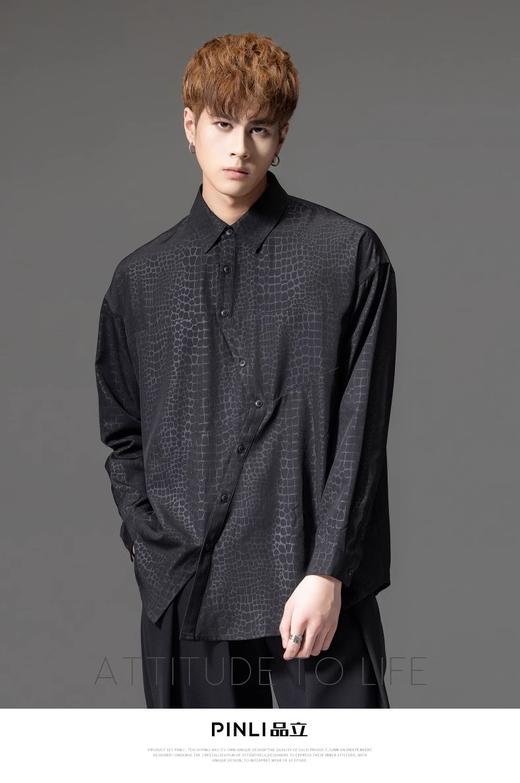 PINLI品立裁魂2023秋季新品宽松长袖衬衫暗黑潮牌休闲衬衣男上衣BC233113023 商品图2