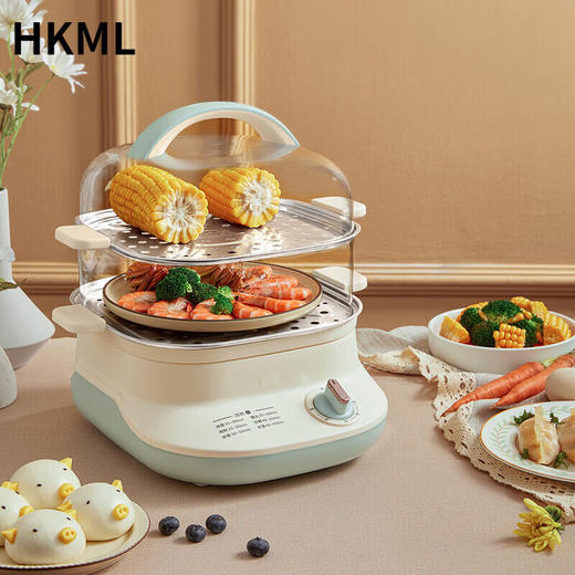 小熊DZG-C60W9不锈钢电蒸锅多功能家用双层6大容量电蒸笼 米黄色 商品图2